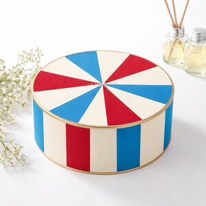 Jo Malone London Diffuser Box Large Round Gift Box Red Blue Cream Stripe Empty